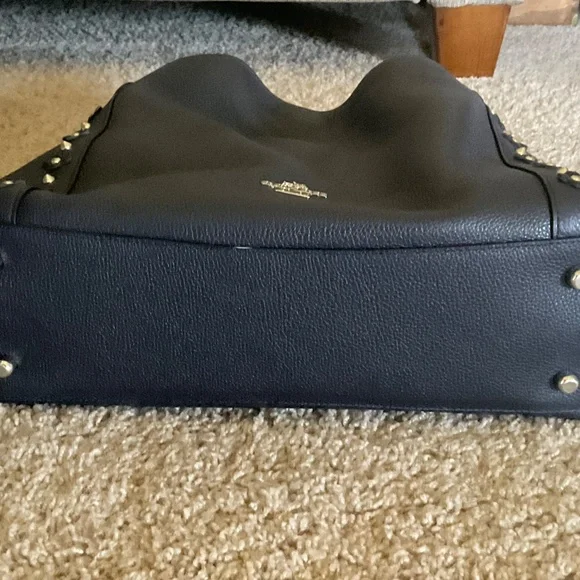 Coach Edie Floral Rivets Navy Shoulder Bag - Picture 6 of 6